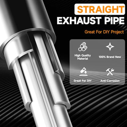 A-KARCK Straight Exhaust Pipe 2" OD, Stainless Steel 30" Long Mandrel Exhaust Tube - size: 2.0", style: 30 INCH