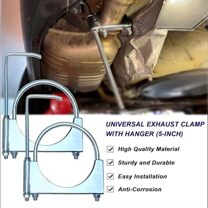 5" Universal Exhaust Clamp With Hanger, Muffler Hanger, 2 Pack - size: 5 Inch-2 PACK