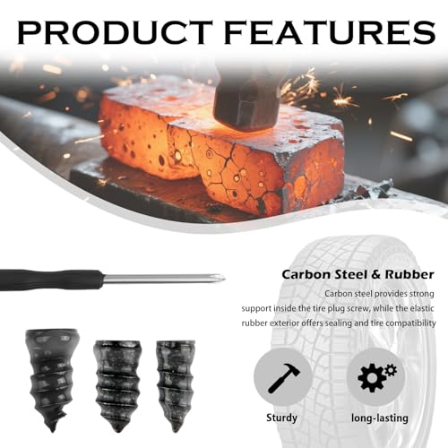 100PCS 3-Size Tire Repair Rubber Nail Kit with Screwdriver - color: 3 Size/100PCS