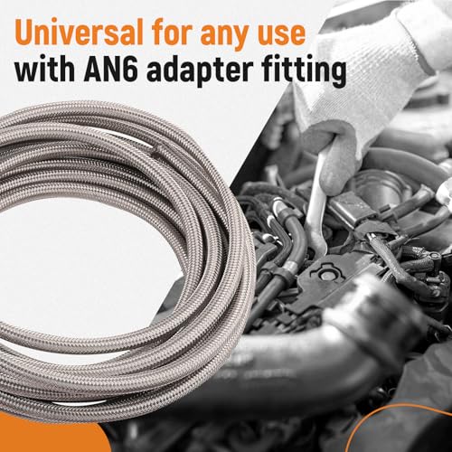 maXpeedingrods 6AN Fuel Line Kit E85, Stainless Steel PTFE Fuel Hoses + 10 PCS 6AN Hose End Adaptor Kit 20FT -Red - size: 6AN 20FT SV RD -11
