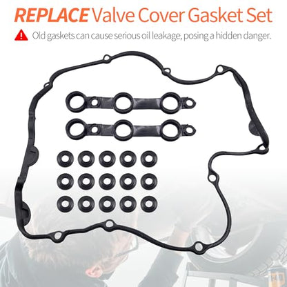 HiSport 11121726537 Valve Cover Gasket Set for 2.5L 2.8L 3.0L - color: SKVS50631R