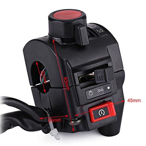 Keenso 7/8inch Motorcycle Handlebar Switch,12V Headlight Turn Horn High Low Beam Start Stop Switch