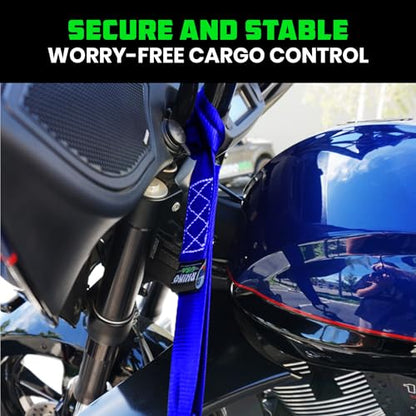 Rhino USA Soft Loop Tie Down Straps (4-Pack) - Motorcycle Handlebar Straps - color: Blue 4-Pack