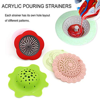 5P Acrylic Pouring Strainers Fluid Art Tools DIY Abstract Pour Painting