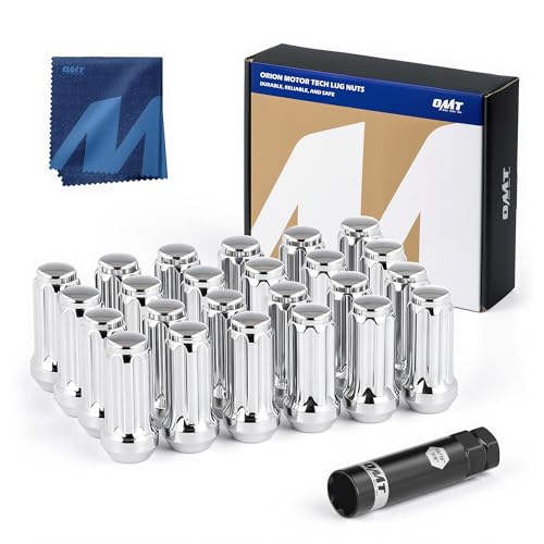 OMT M14x1.5 Lug Nuts with Cone Seat, 24pcs Lug Nuts Set with 1 Socket Key - color: Silver, size: M14x1.5, style: 24Pcs Spline Tuner