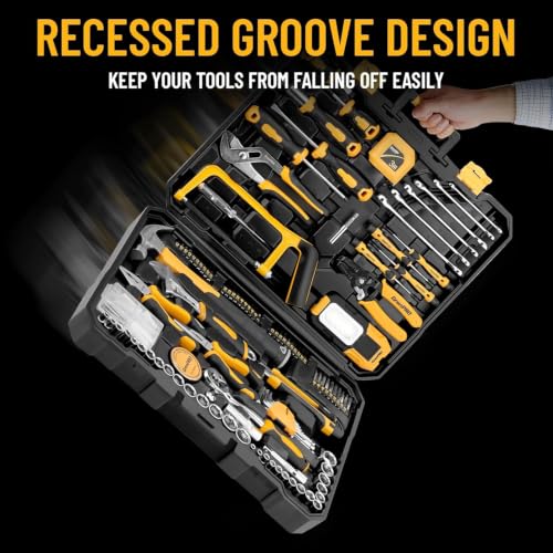 GRENPRO 218PCS Basic Auto Hand Tool Set Household Repair Tool Box Kit - style: Yellow Hand Tool Set 218PC