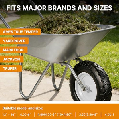 16" 4.80/4.00-8 Flat Free Wheelbarrow Tire & Wheel, 2-Pack