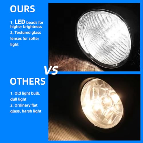 BOSCY 4.5" Vintage LED Motorcycle Headlight For Harley Davidson，4-1/2 Inch Bullet-Head Lamp Running Light Universal Fits Harley Mini Bike Sportster Dyna Bobber Copper-Bottom Mount, Chrome Visor - color: Chrome
