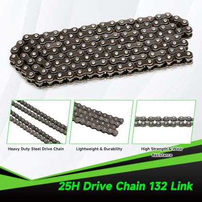 Rear Sprocket Freewheel Chain Plate Guide Assembly Compatible with Razor MX650 MX500 SX500 RSF650 Dirt Bike Electric Rocket Motocross Motorcycle Parts with 25H 132 Link Drive Chain Tensioner