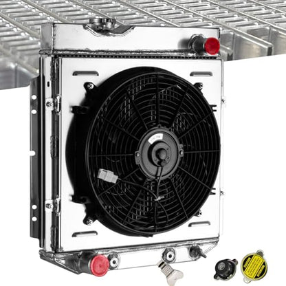 Ford 8N Radiator for Ford 1960-1966 Ford Mustang Comet Falcon Ranchero V8 - size: 3-Row Radiator Fan Combo