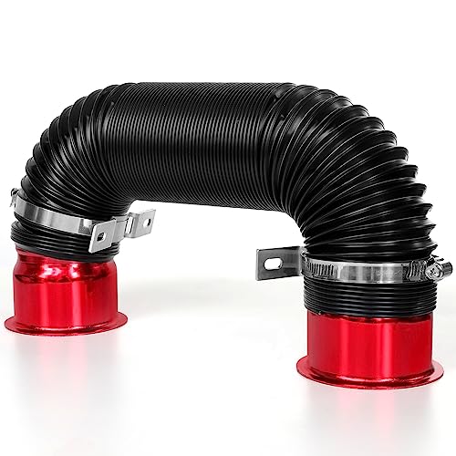 Intake Pipe Intake Duct, 3 Inch/76mm Universal Aluminum Cold Intake Tube for Automotive Car- Red - color: Red