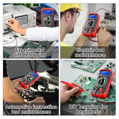 ANENG Digital Multimeter with Case, AC/DC Voltmeter, Ammeter and Ohmmeter - color: Red