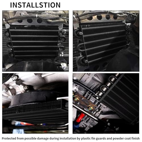2 Pass Tube and Fin Transmission Cooler Universal 5/16" Power Steering Cooler Kit Aluminium Black - size: 2 Pass