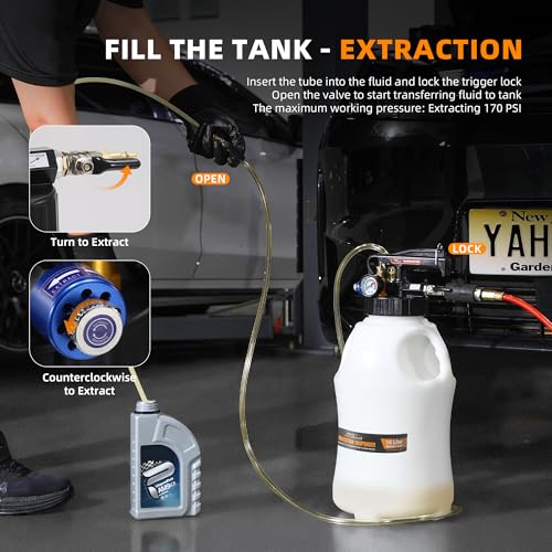 FOUR UNCLES 10L Pneumatic Transmission Fluid Pump with ATF Adapters - size: 10L