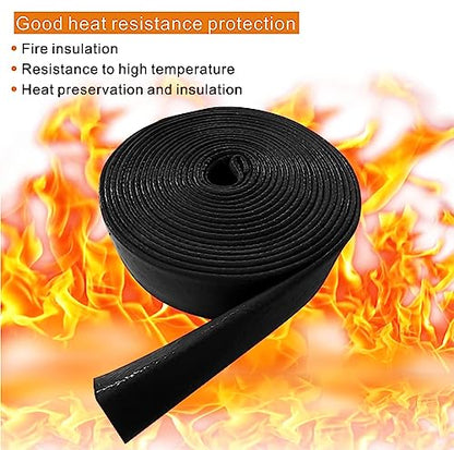Heat Shield Fire Sleeve Silicone Coated Fiberglass 3/8" ID x 5FT for Automotive Hose Lines Wires& Electrical Wiring (Black) - color: Black, size: 3/8" ID x5FT