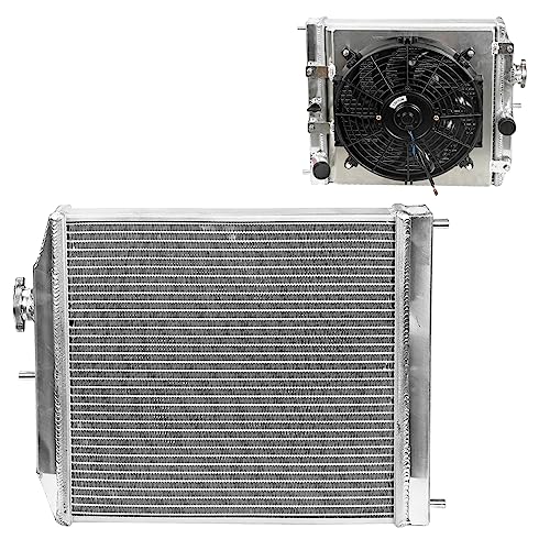 2-Row Full Aluminum Racing Radiator w/ 12V Fan Shroud