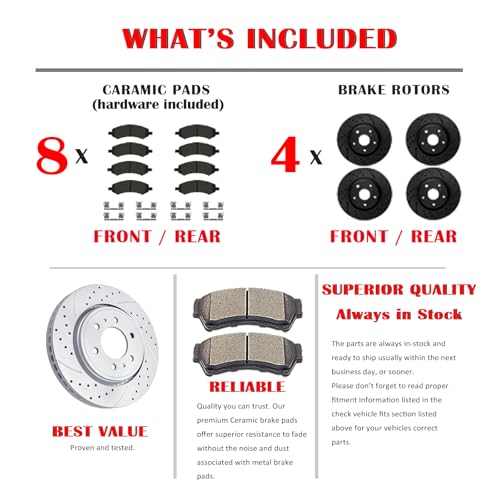 Acinoparts Front and Rear Brake Kit for Cadillac Escalade - size: ABK00201