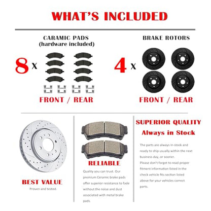 Acinoparts Front and Rear Brake Kit for Cadillac Escalade - size: ABK00201