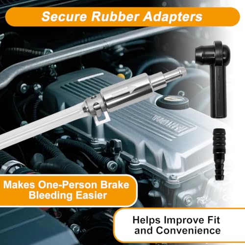 4 Pack Brake Bleeder Hose Kit with One Way Check Valve, Universal Brake Fluid Bleeder Tube with Black Adapter and Metal Clips, Brake Bleeding Tool for Car Motorcycle ATV Hydraulic Brake and Clutch