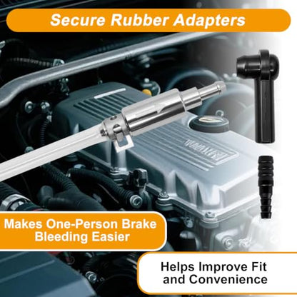 4 Pack Brake Bleeder Hose Kit with One Way Check Valve, Universal Brake Fluid Bleeder Tube with Black Adapter and Metal Clips, Brake Bleeding Tool for Car Motorcycle ATV Hydraulic Brake and Clutch
