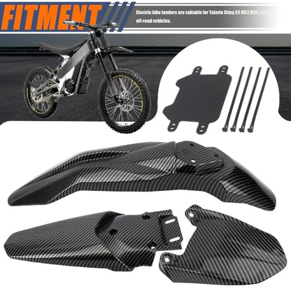Front Rear Fender Kit Mudguard Number Plate Compatible with Talaria Sting MX3 MX4 MX5 Electric Dirt Pit Bike Motorcycle-Carbon Fiber - color: Fender Set, size: Carbon Fiber