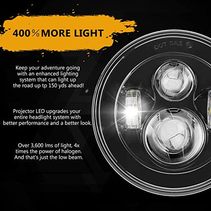 SUNPIE 7 inch Black Head light Compatible with H_arley Street Glide/Electra/Tri Glide, Compatible with Road King - color: Black
