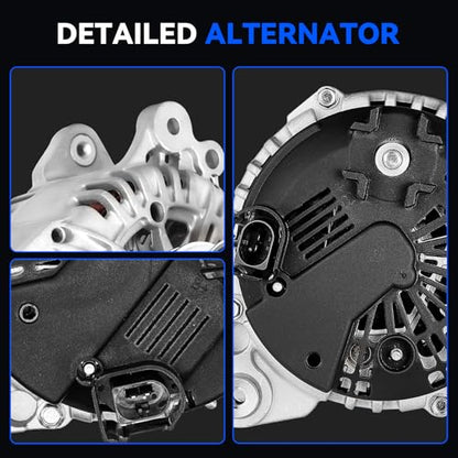 11134N Alternator 140Amp Replacement for Jetta 2006-2014 2.0L/2011-2015 2.0L/2005-2006 1.9L, Passat 2006-2008 2.0L, GTI 2006-2008, Golf 2010-2014 2.0L, 6-Groove Pulley - size: 11134N