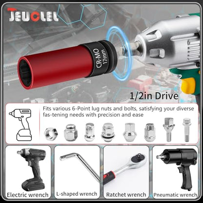 10PCS 1/2" Drive Lug Nut Socket Set, Thin Wall Lug Nut Socket Kit - size: Impact Lug Nut Socket Set - 10PCS