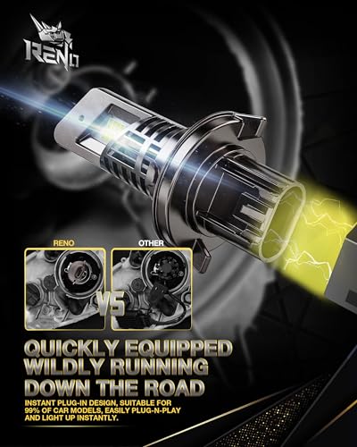 RENO H13 Bulb, 9008 Fog Bulb 800% Brighter High Speed Fan 6500K, Pack of 2 - size: H13