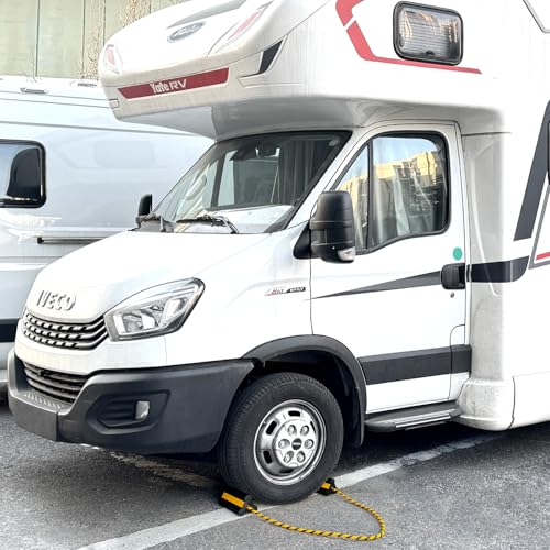 OULEME Heavy Duty Rubber Wheel Chocks with Rope & Reflective Strips - style: with Rope (1 pair)