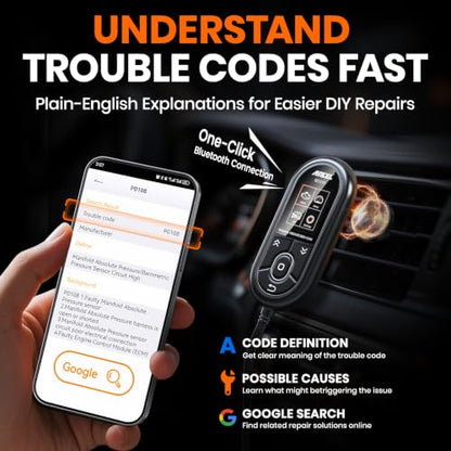 ANCEL BD310 Bluetooth OBD2 Scanner, 2-in-1 Car Diagnostic Scan Tool & Code Reader with App, Battery Test, Trip Analysis, Performance Test, for iPhone & Android, All 1996+ Vehicles
