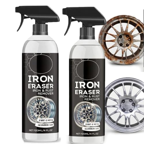 2Pack Rust Remover - Rust Remover Spray, Heavy Duty Rust Remover for Metal, Iron Eraser Iron and Rust Remover for Car Wheels, Hub, Bike Chains, Garden Tools & Iron Surfaces, 120ML*2 - color: 2 Pack: Rust Remover Spray