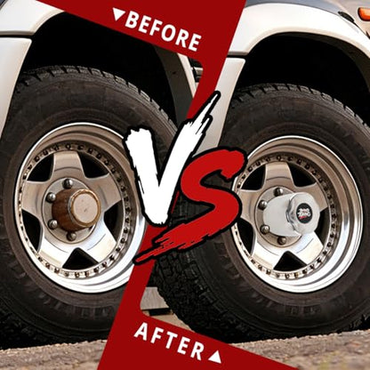 RTrhinotuning 4 PCS 4.25 in Stainless Steel Trailer Wheel Center Caps for Truck SUV RV Rim Center Caps 4.37“ Tall Chrome Push Through Hub Covers - color: Chrome
