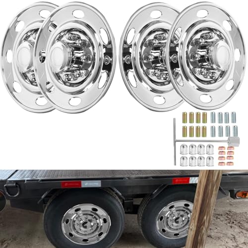 hightall 16 Wheel Simulators, Stainless Steel Trailer Hubcaps,Polished Surface,Bolts On Wheel Cover Set Compatible with Single Wheel Tandem Trailer 16In 8Lug 7 Oval Hh Dotliner - size: 16"For Single Wheel Tandem Trailer 16In 8Lug 7Oval