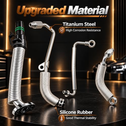 FUSCH Turbo Oil Return Drain Line & Oil Feed Pipe Hose kits Compatible with Chevy Cruze 2011-2016 Sonic 2012-2020 Trax 2015-2021 Buick Encore 2013-2021 1.4L Engine Replace#: 55587854 55592600 55568031