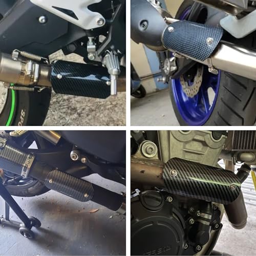 Exhaust Heat Shield Muffler Pipe Heat Cover Protector Guard Imitation Carbon Fiber Stainless Steel for Motorcycle Moped Pit Dirt Bike ATV Scooter (H) - size: H