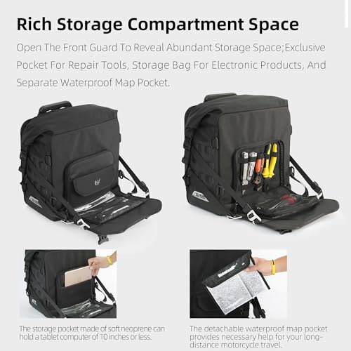 Rhinowalk Motorcycle Saddlebag 35L Waterproof, Quick Release Motorbike Side Bag, Universal Fit Motorcycle Side Bag (1-Piece) - color: Black 35L