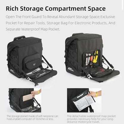 Rhinowalk Motorcycle Saddlebag 20L Waterproof, Quick Release Motorbike Side Bag, Universal Fit Motorcycle Side Bag (1-Piece) - color: Black 20L