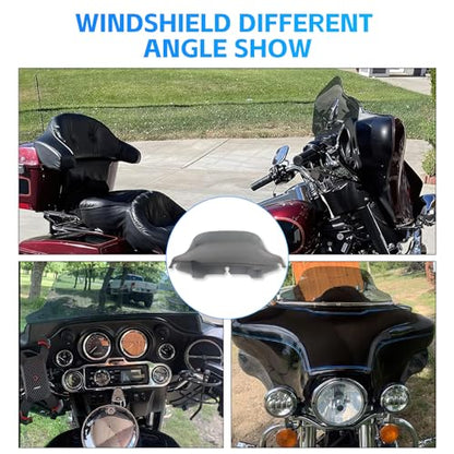 Rich Choices 8" Smoke Motorcycle Black Wave Windshield Windscreen Compatible with 1996-2013 Harley Davidson Street Glide Electra Glide Ultra Classic Touring FLHT FLHTC FLHX Tri Glide - color: Smoke, size: 8inch