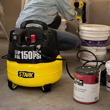 Stark USA 18-Gauge Pneumatic Brad Nailer and 6-Gallon Pancake Air Compressor Combo, 150 PSI Oil-Free Portable Electric Compressor Kit for Finish Carpentry