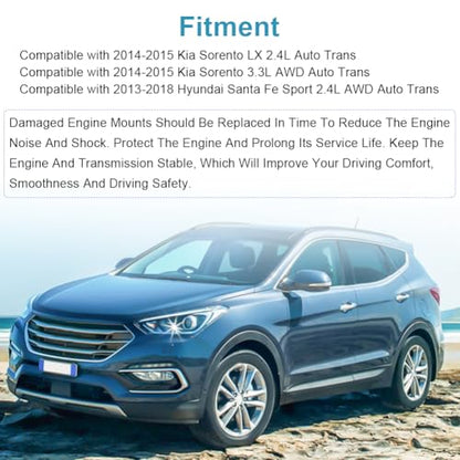 Engine Motor Transmission Mount Kit Replacement for 2013-2018 Hyundai - size: 3PCS-Compatible with 2013-2018 Santa Fe Sport 2.4L