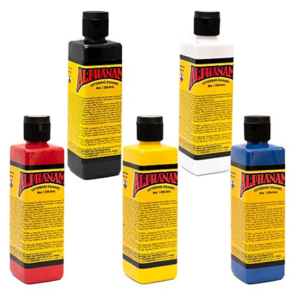 Alphasample Set – Vibrant High-Pigment Enamel Paint for Pinstriping, Sign Painting, Fine Art, with Smooth Gloss Finish (5 oz) - size: 5 Fl Oz (Pack of 1)