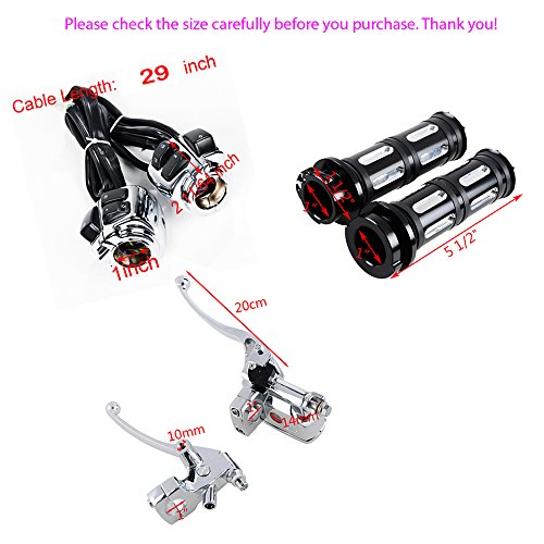 Switch Harness Brake Clutch Levers Grips for Harley 1" Handlebar - color: Chrome, size: Handlebar Switch + Brake Levers + Grips (1)