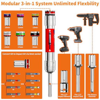 Power Nut Driver Set 19PCS 5-Inch Extended Reach Hollow Nut Driver Shaft