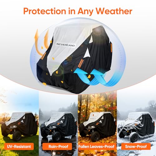 Neverland UTV Cover Waterproof 300D Heavy Duty 2-3 Seater/4-6 Seater 4 Door Side by Side Covers All Weather Protection Compatible with Polaris RZR Can-Am Maverick Defender Kawasaki - size: M: 126"Lx 65"Wx 73"H (Single row seat)
