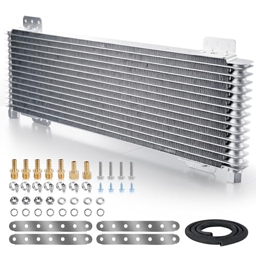 40k Transmission Cooler Kit LPD47391, Heavy Duty 40,000 GVW Low Pressure Drop Oil Cooler, Brazed Aluminum Trans Cooler Compatible with Tru-Cool 40k for Trucks, RVs & Towing Vehicles (Silver) - color: Silver