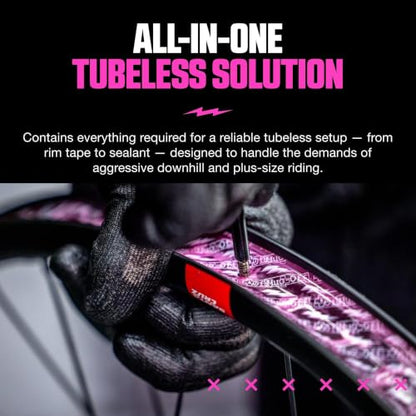 Muc-Off Ultimate Tubeless Setup Kit, DH/Plus, 35mm Tape, 44mm Valve - style: Dh Wide
