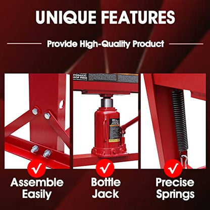 Big RED ATY20011R Torin Steel H-Frame Hydraulic Garage/Shop Floor Press with Stamping Plates, 20 Ton (40,000 lb) Capacity, Red - size: 20 Ton (40,000 lb)