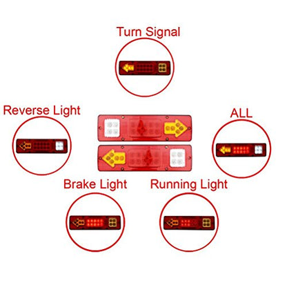 19 LED Trailer Tail Lights Integrated Turn Signal Running 2PCS