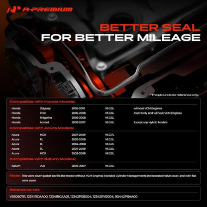 A-Premium Engine Valve Cover Gasket Set, for Oil or Gas Leak Repair